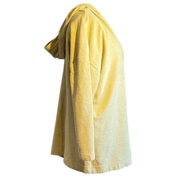 0821 Ellen Tracey French Terry V Neck Hoodie Chartreuse 100% Cotton Size M New - Picture 4 of 10